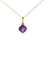 14K Yellow Gold Diamond And Amethyst Kite Cut Pendant Necklace