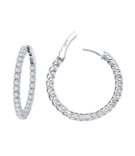 Lafonn 2.70 CTW Simulated Diamond Inside/Out 25mm Hoop Earrings