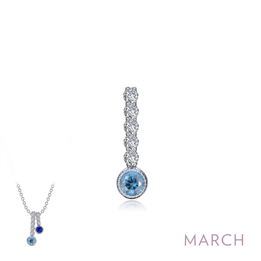 Lafonn 0.32 CTW Simulated Diamond And Simulated Aquamarine  March Birthstone Love Pendant