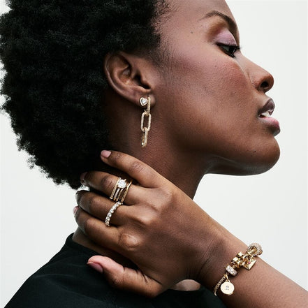 Pandora Timeless Double Band Heart Ring Size 6