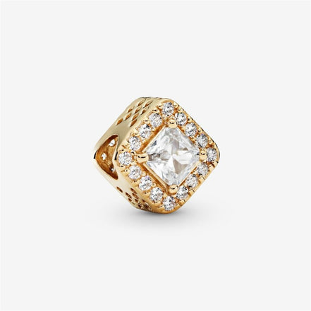 Pandora Timeless 14K Gold Square Sparkle Halo Charm