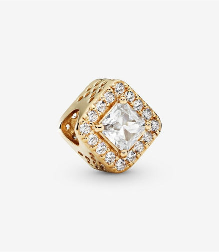 Pandora Timeless 14K Gold Square Sparkle Halo Charm
