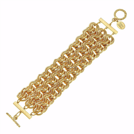 Susan Shaw Triple Strand Double Link Chain Bracelet