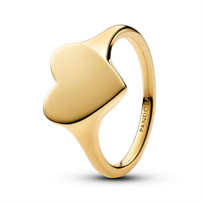 Pandora Engravable Heart Gold-Plated Ring Size 52