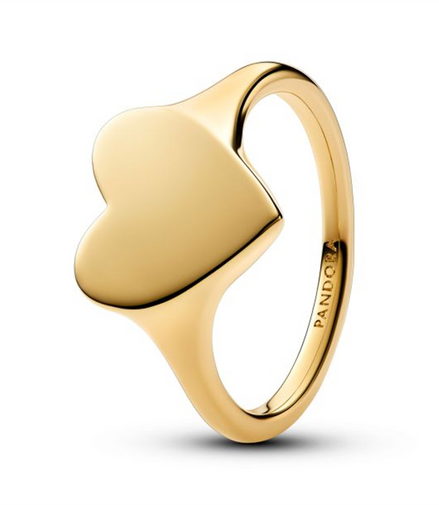 Pandora Engravable Heart Gold-Plated Ring Size 52