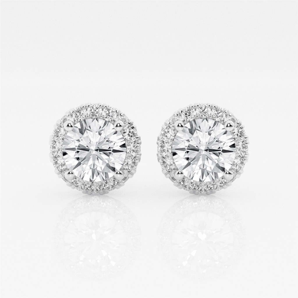 Lab Grown Diamond Halo Stud Earrings 2 ctw