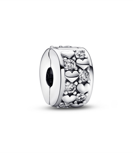 Pandora Moments Infinite Hearts Sparkling Clip Charm