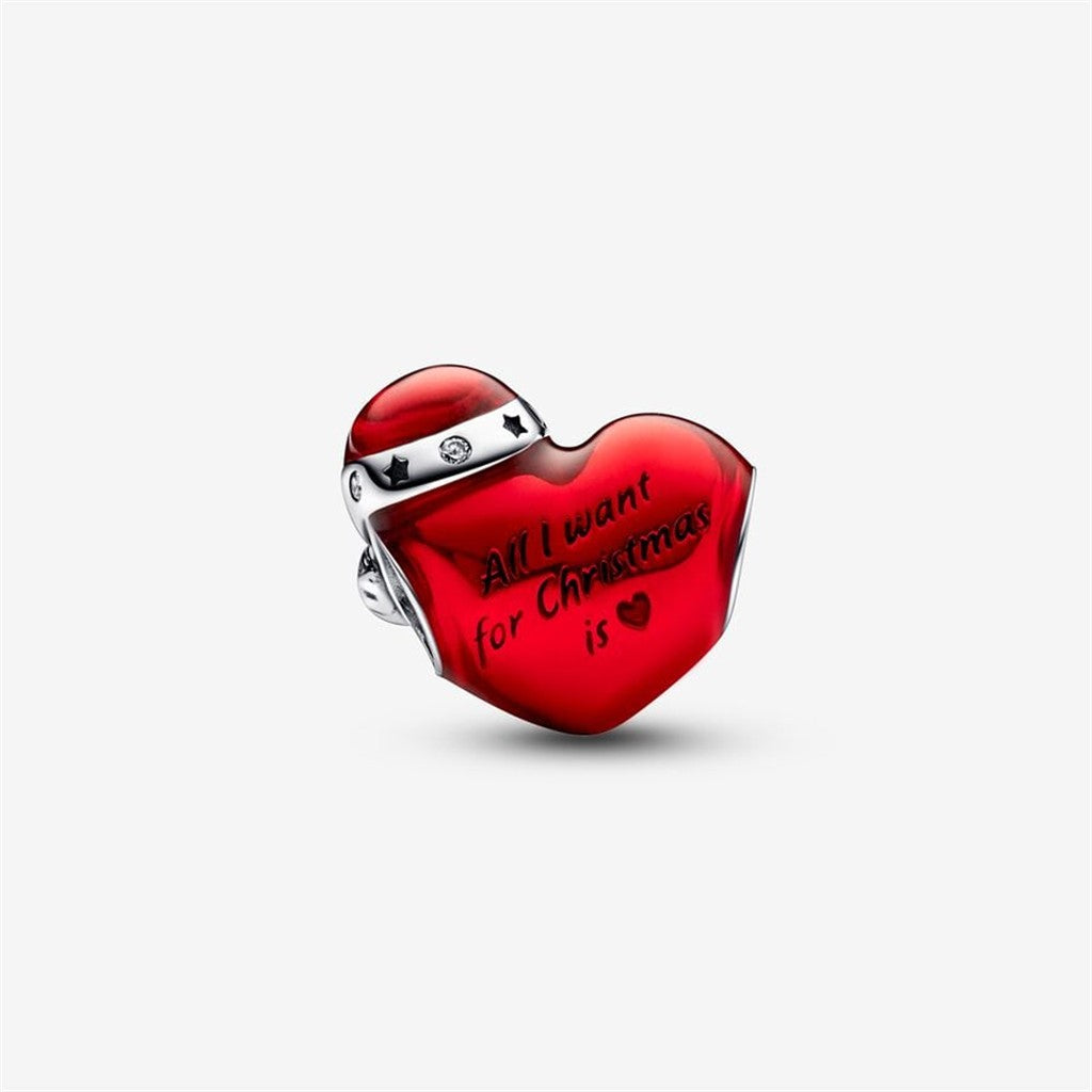 Pandora Moments Metallic Red Christmas Heart Charm