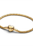 Pandora Heart Clasp Faceted Gold-Plated Snake Chain Bracelet Size 17