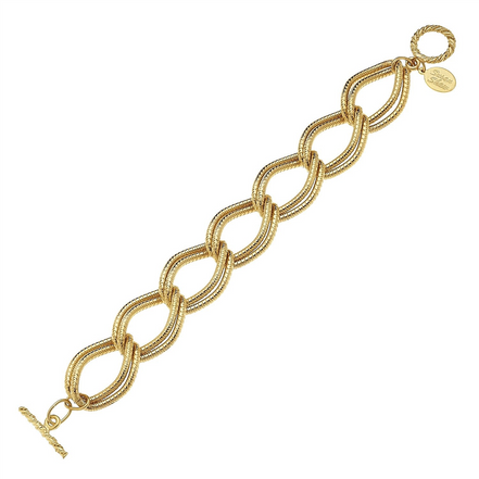Susan Shaw Textured Double Link Chain Bracelet
