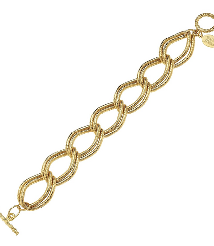 Susan Shaw Textured Double Link Chain Bracelet