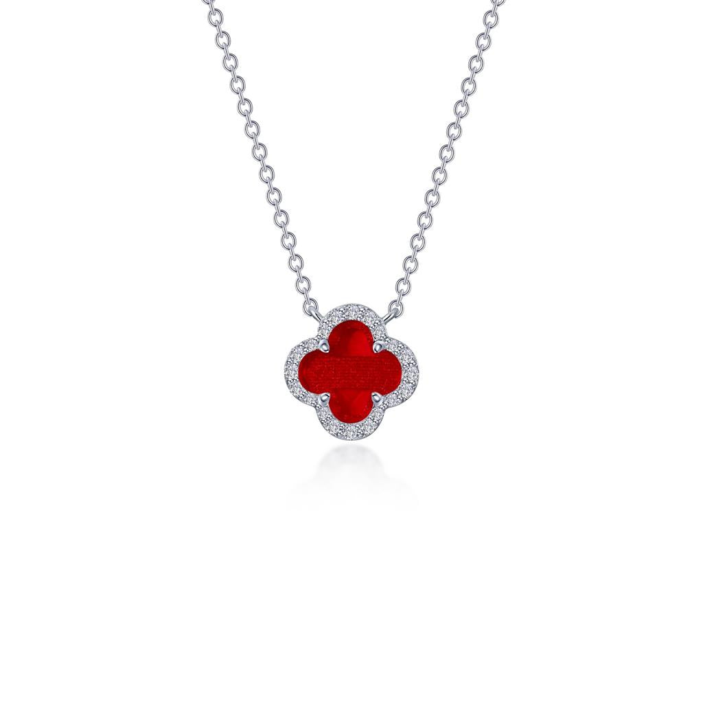 Lafonn 0.49 CTW Simulated Diamond And Red Agate Halo Necklace