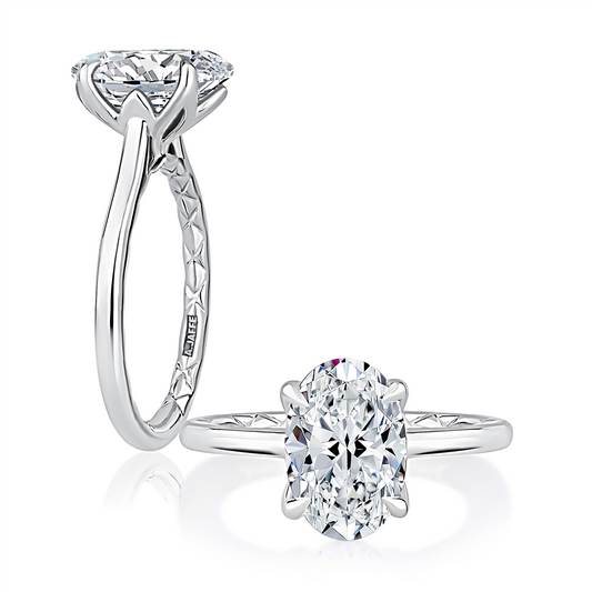 A.JAFFE 14K White Gold Oval Shaped Diamond Semi-Mount Engagement Ring