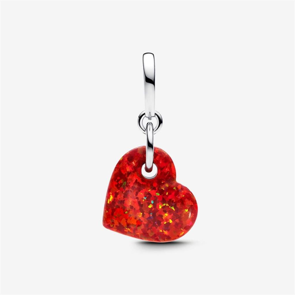 Pandora Moments Opalescent Red Heart Dangle Charm