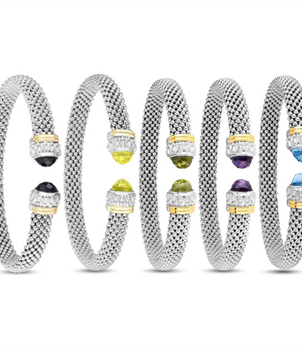 Phillip Gavriel Silver And 18K Gold Black Onyx Popcorn Gemstone Cuff Bracelet