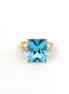 14K Yellow Gold Diamond & Blue Topaz Fashion Ring