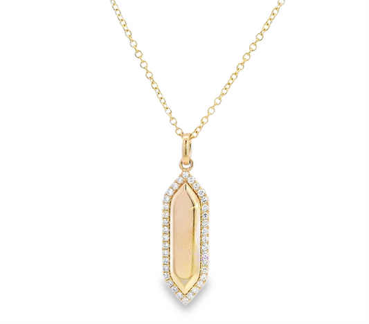 14K Yellow Gold And Diamond Engraveable Pendant Necklace