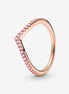 Pandora Timeless Pink Sparkling Wishbone Ring Size 7.5