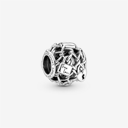 Pandora Moments "True Love" Openwork Chain Link Padlock Charm