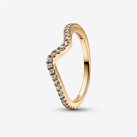 Pandora Timeless Sparkling Wave Ring Size 7.5