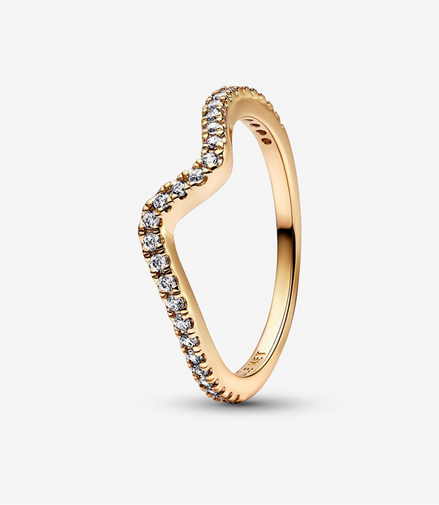 Pandora Timeless Sparkling Wave Ring Size 7.5