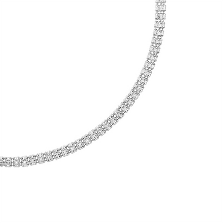 Desmos Rhodium Plated Infinity Round 5 Row Necklace 18"