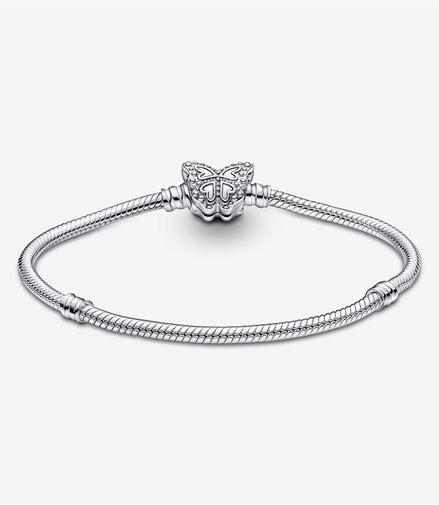 Pandora Moments Butterfly Clasp Snake Chain Bracelet Size 19