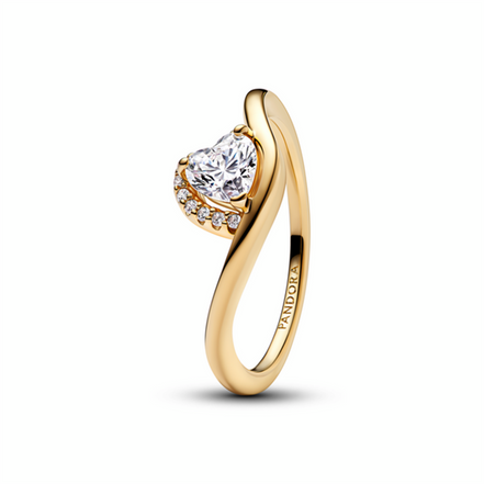 Pandora Timeless Gold Plated Wavy Heart Ring Size 6