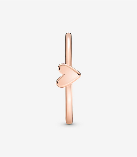 Pandora Moments Rose Gold Free Hand Heart Ring Size 7