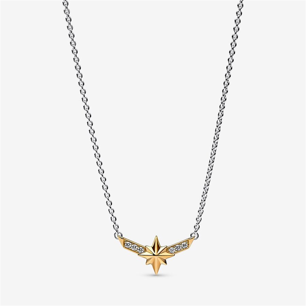 Pandora Marvel Captain Marvel Octogram Star Two tone Pendant Necklace