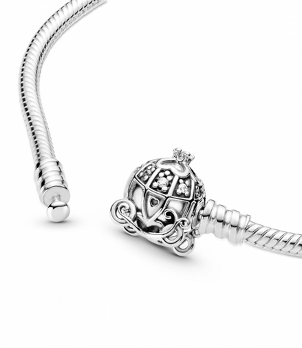 Disney Cinderella Pumpkin Coach Clasp Pandora Moments Bracelet Size 19
