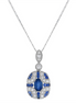 Oro Alexander 14K White Gold 1 CTW Diamond And Sapphire Art Deco Necklace