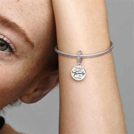 Pandora Moments "Friends Are Family" Engraveable Tag Charm