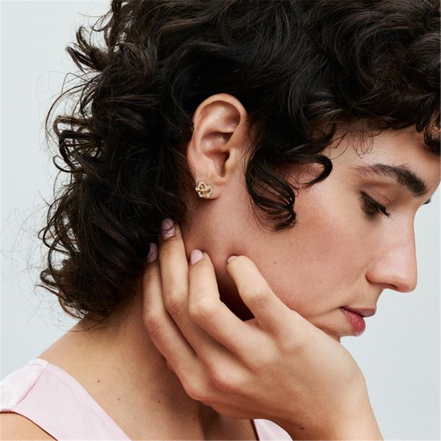 Pandora Timeless Sparkling Infinity Heart Gold-Plated Stud Earrings