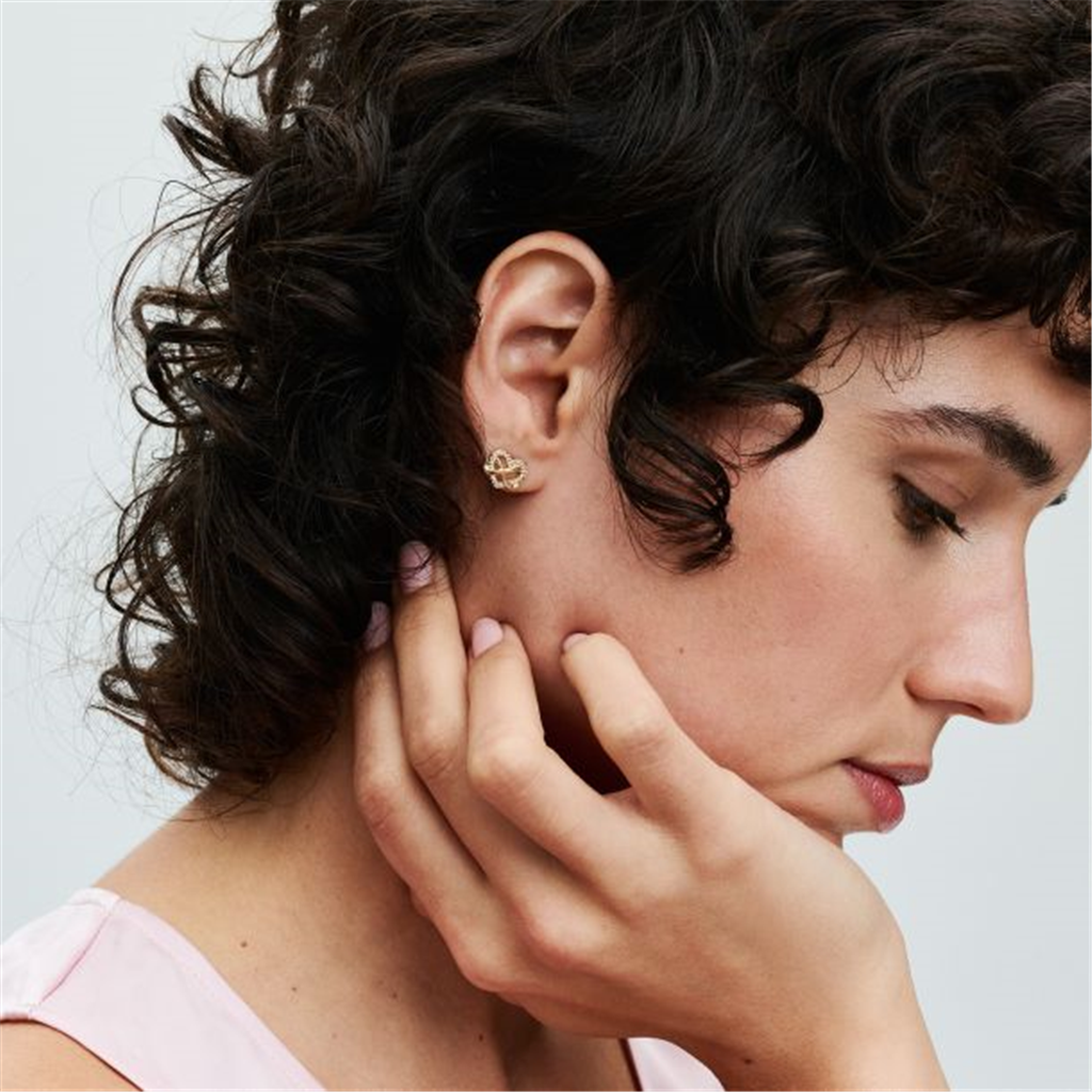 Pandora Timeless Sparkling Infinity Heart Gold-Plated Stud Earrings