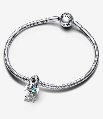 Pandora Moments Space Love Rocket Charm