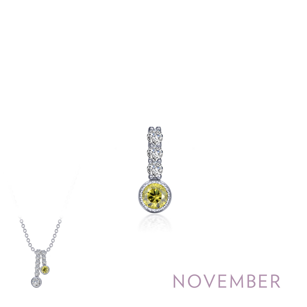 Lafonn 0.17 CTW Simulated Diamond And Simulated Yellow Topaz November Birthstone Love Pendant