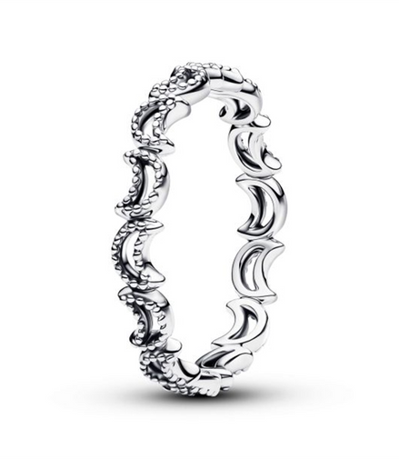 Pandora Beaded Crescent Moon Ring Size 7.5