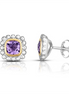 Sterling Silver 18K Amethyst Popcorn Post Earrings