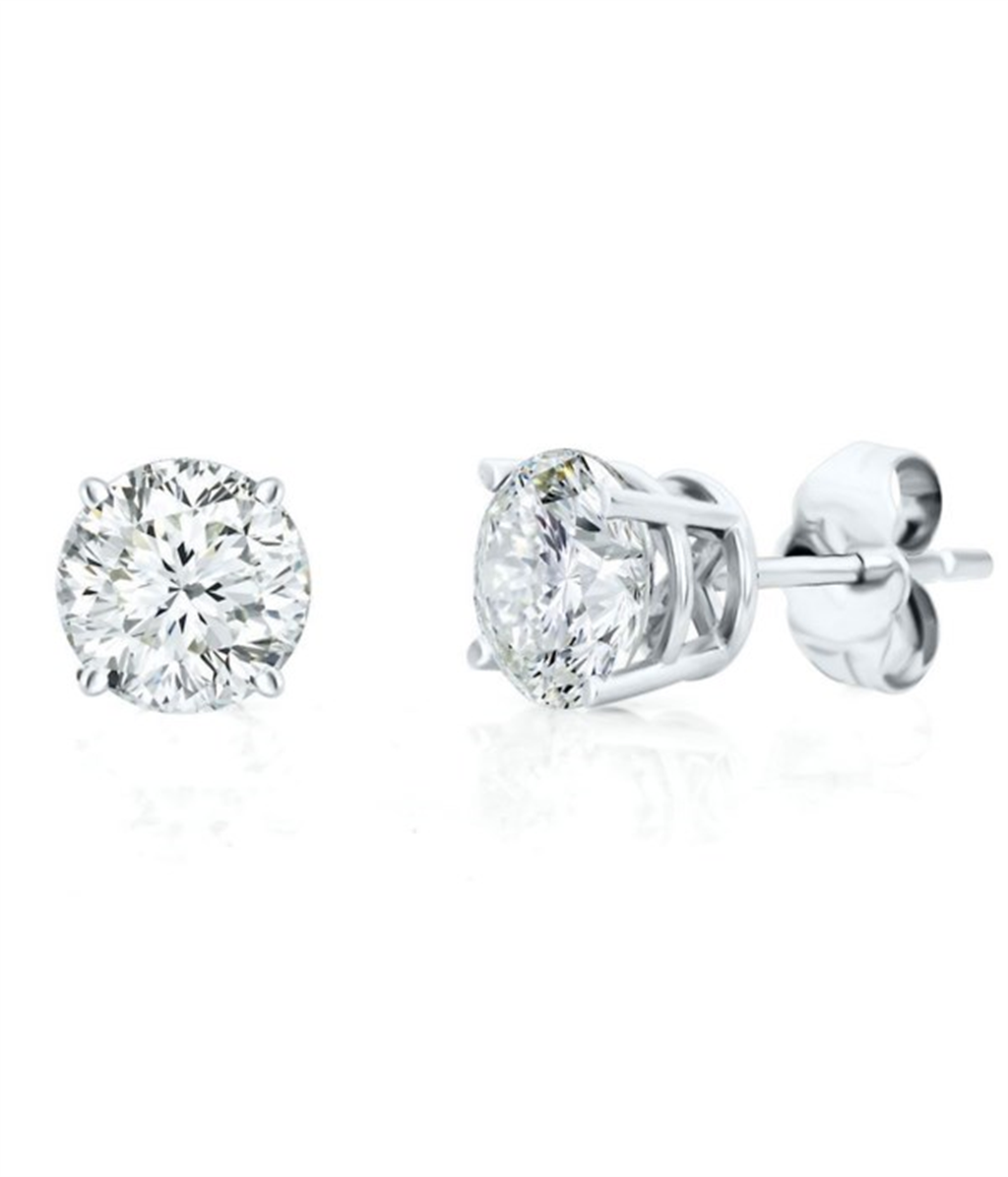 14K White Gold And .50 CT Diamond Stud Earrings