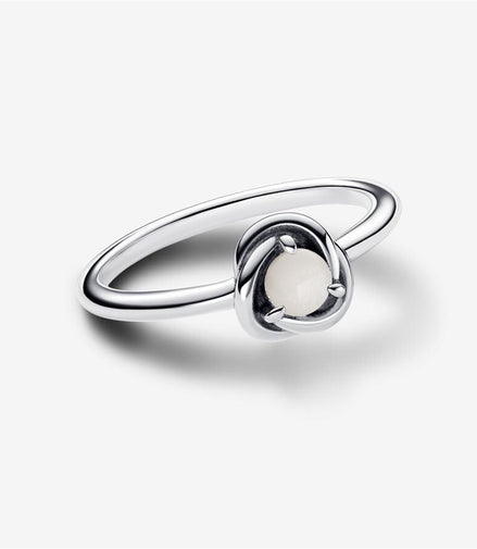 Pandora Moments  June White Bioresin Man-Made Mother of Pearl Eternity Circle Ring Size 6