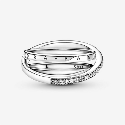 Pandora Signature Crossover Pavé Triple Band Ring Size 6