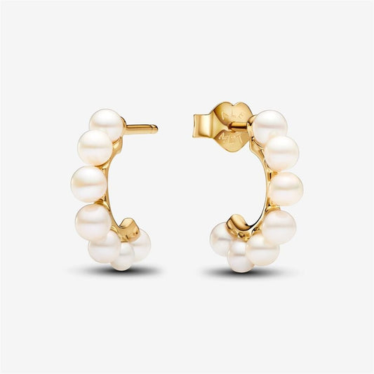 Pandora Timeless Treated Freshwater Cultured Pearls Open Hoop Earrings