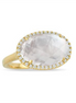 White Orchid Clear Quartz Mother Of Pearl And Diamond Ring