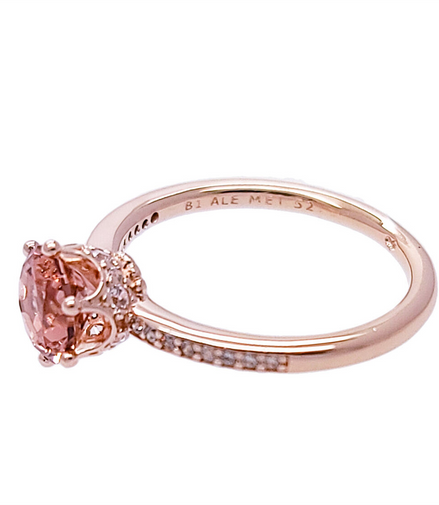 Pandora Moments Pink Sparkling Crown Solitaire Ring Size 7.5