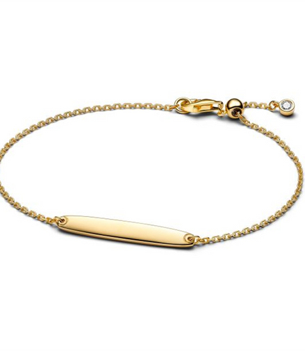 Pandora Engravable Bar Gold-Plated Chain Bracelet Size 18