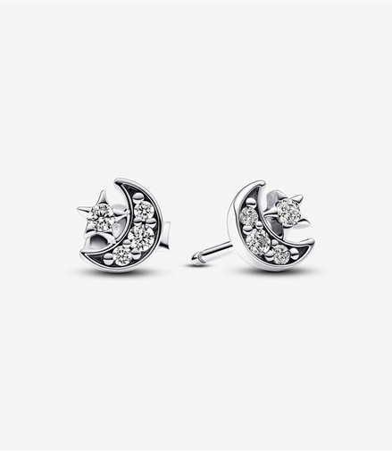 Pandora Moments Sparkling Moon & Star Stud Earrings