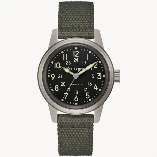 Bulova Men's VWI Special Hack Watch W/Green Nylon Strap