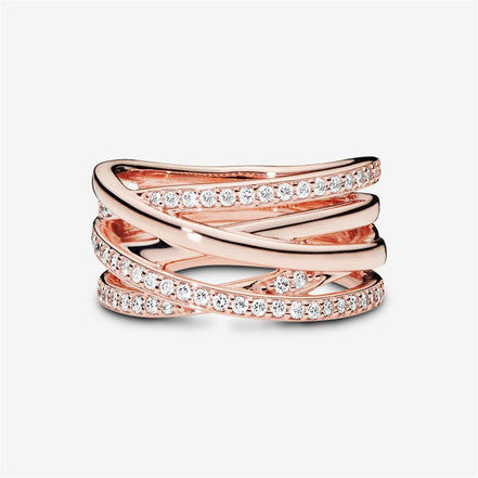 Pandora Timeless Sparkling & Polished Lines Ring Size 7