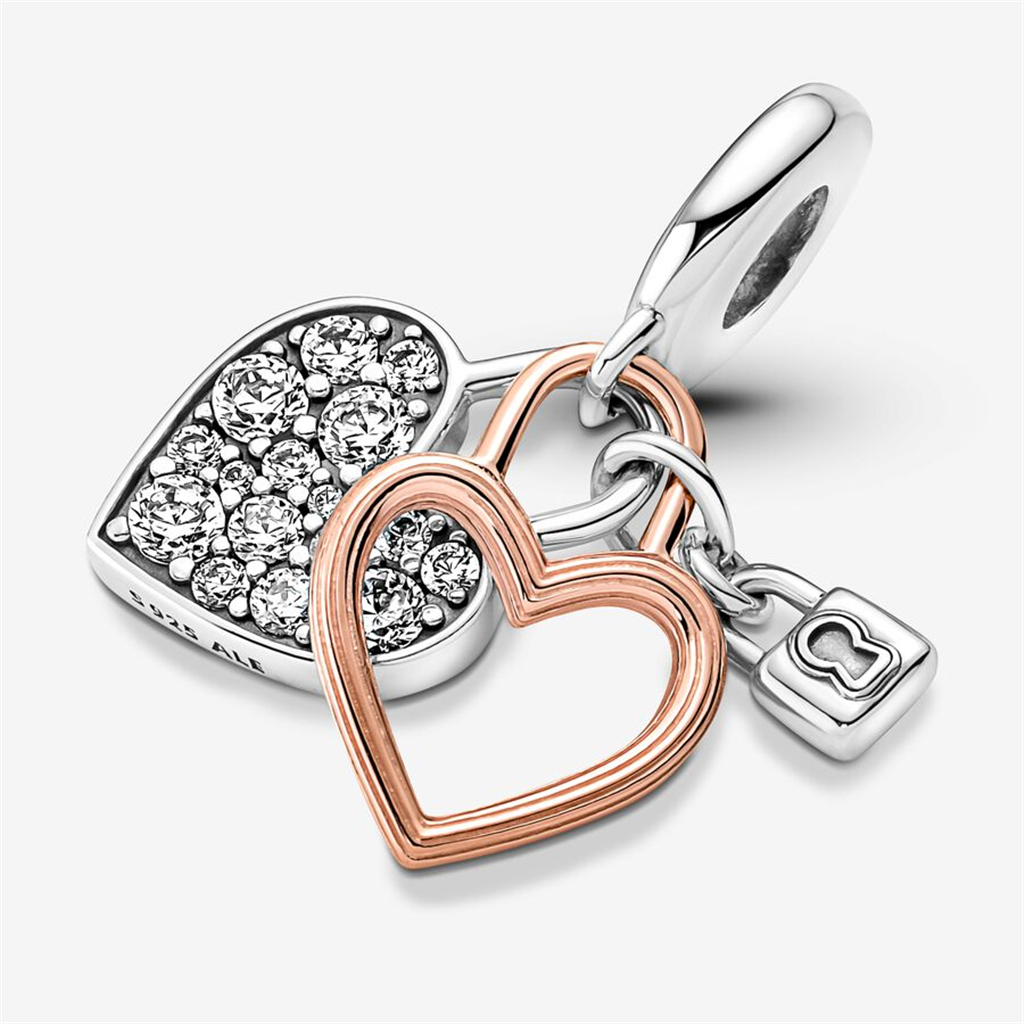 Pandora Moments Heart And Padlock Double Dangle Charm